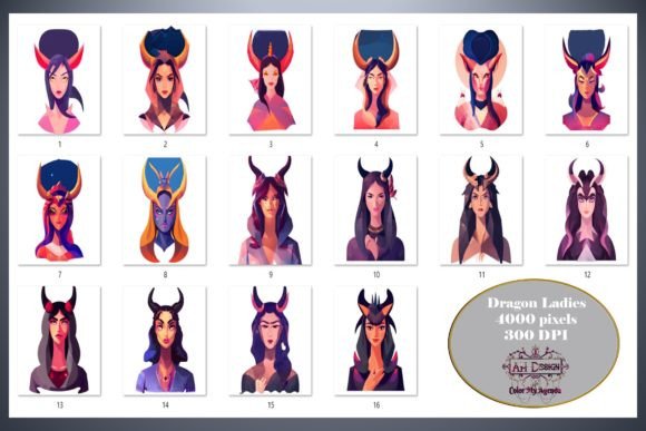 Dragon Ladies Graphic Game Avatars: Bold, Versatile Design Assets for Creative Projects