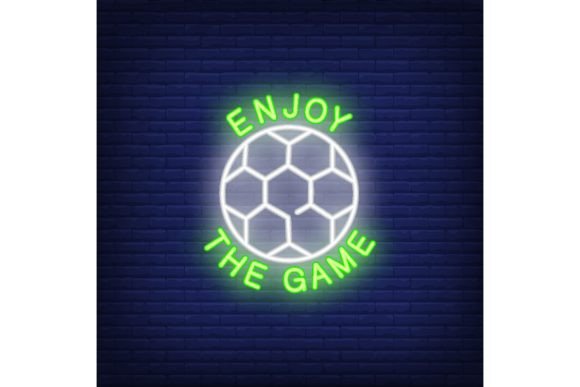 Enjoy the Game Neon Text with Football Design