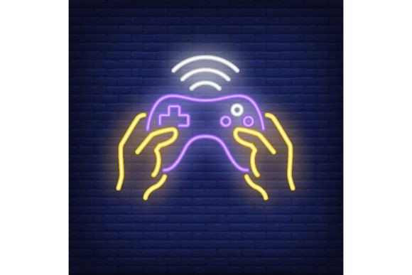 Game Controller Neon Icon: Hands Holding – A Dynamic Visual Asset for Modern Gaming Branding