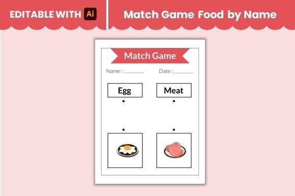 Match Game Food by Name Worksheet 2