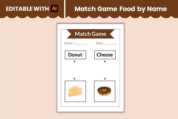 Match Game Food by Name Worksheet 3
