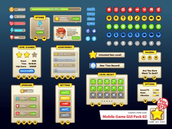 Mobile Game GUI Pack 02: Streamline Your 2D Game Interface Design