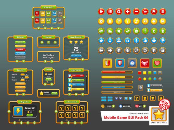 Mobile Game GUI Pack 06: A Designer’s Best Friend for 2D Mobile Games