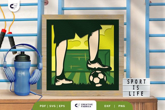 Soccer Game Player 3D Shadow Box SVG – A Unique Keepsake for Soccer Enthusiasts