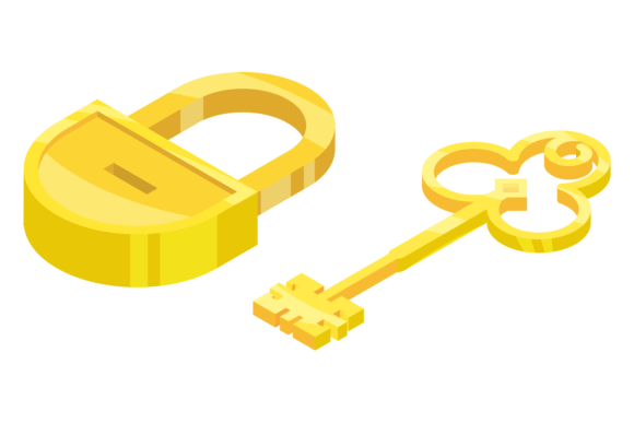 Unlocking Creativity with Golden Key and Lock. Cartoon Game Secret